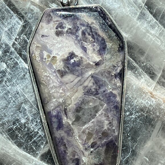 Opalized Fluorite Coffin Pendant Stone Crystal Jewelry - Picture 5 of 8